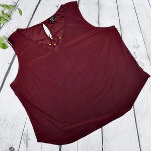 AUW Women's Tank Top Maroon V Neck Plus Size 3X